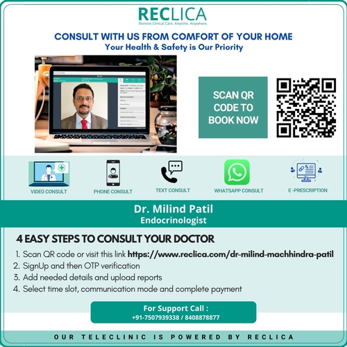 Book Online Consultation with Dr. Milind Patil|SHRI SWAMI DIABETES, THYROID AND ENDOCRINE SUPERSPECIALITY CENTRE|Camp,Pune