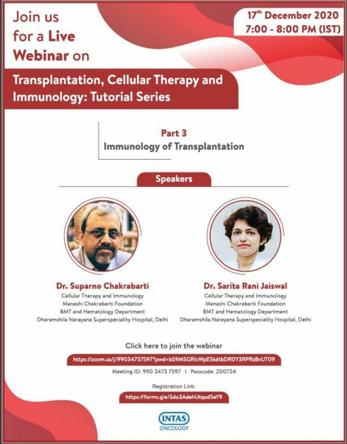 Live Webinar on Transplantation, Cellular Therapy and Immunology|Dr Sarita Jaiswal|Near Paschim Vihar East Metro Station,New Delhi