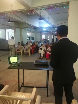 Dr. Bhushan Joshi conducting awareness session for elder people