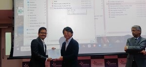 Dr. Sudheer Pothu being felicitated