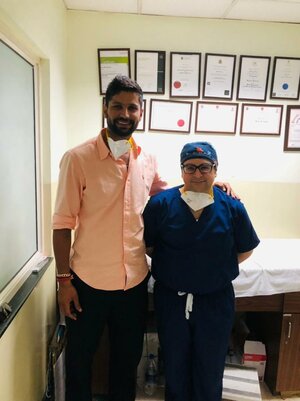 Photo : Dr. Arora successfully treats Gurjant Singh - player of the Indian Hockey team