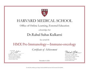 Harward Medical School Certificate - OncoWin Clinic | Aundh, Pune