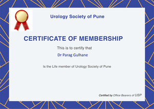 Certificate of Membership Urology Society of Pune